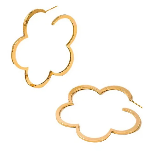 14k gold over stainless steel flower earrings - Picture 5 of 7